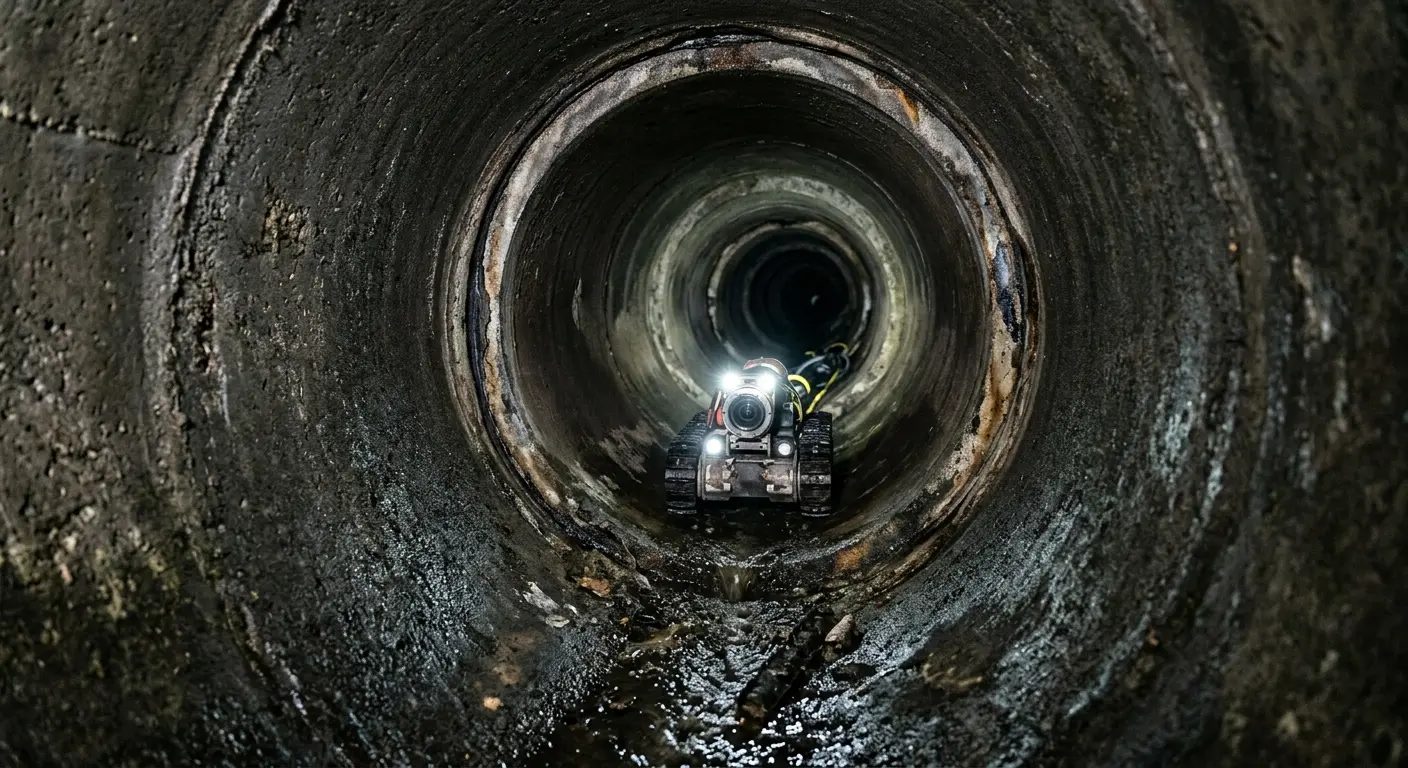 Robotic sewer camera inspecting pipe interior for Sewer Line Repair in Palm Beach